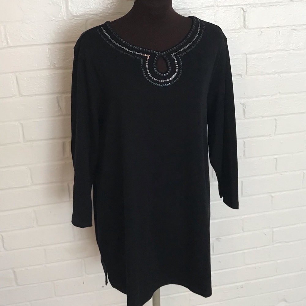 Quacker Factory 3/4 Sleeve Keyhole Neck Tunic NWOT